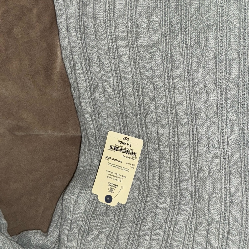 St Johns Bay Womens Classic Cable Sweater Cable Knit Bombay Gray XL Flattering
